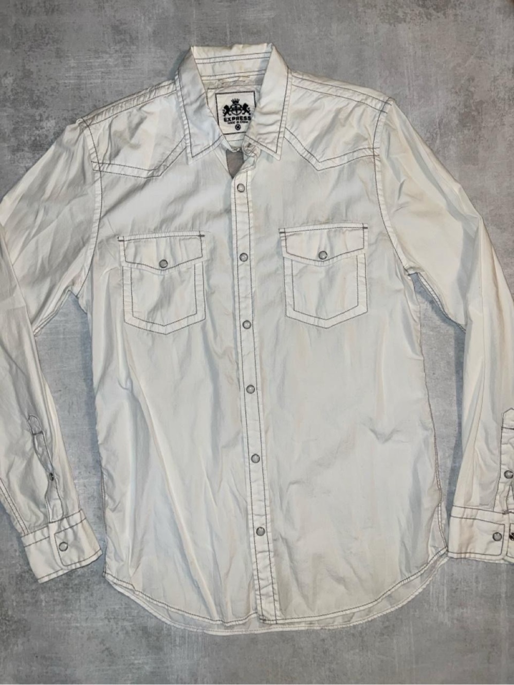 Western-style Express long sleeve button down white shirt